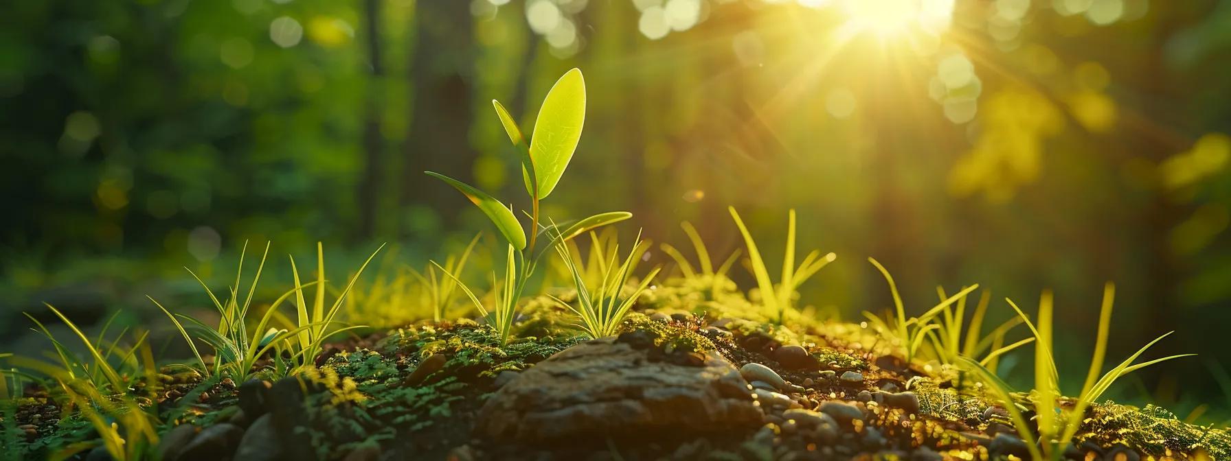 vibrant green grass thriving under the bright sunlight in perfectly balanced soil conditions.